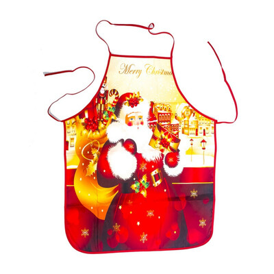 

Christmas Apron Tree Deer Snowman Printing Ornaments Christmas Apron Big Pocket Brief Fabric Kitchen Baking Cooking Bib Apronfor