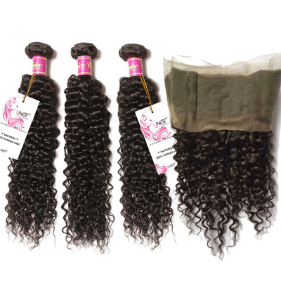 

UNice 8A Virgin Malaysian Curly Human Hair 3 Bundles With 360 Full Lace Frontal