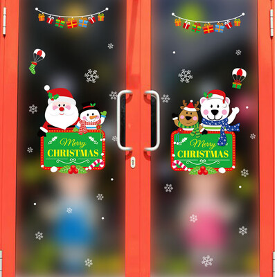 

〖Follure〗Cartoon Snowman Santa Window Sticker Christmas Gift Home Decor Sticker