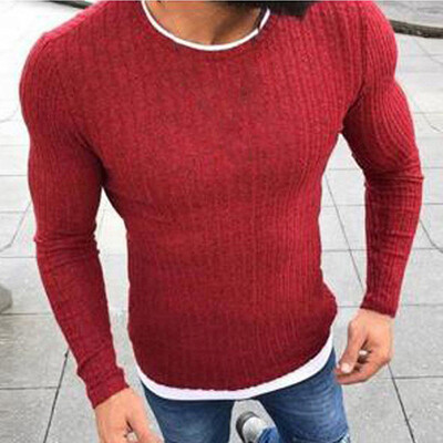

Mens Casual Sweater Slim Fit Knit Pullover Crewneck Long Sleeve Tops Work Light