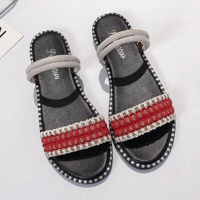 

Sandals Female Summer Student Flat Bottom Korean Version Baitao Roman Simple Slippers Fashion One Shoe Two Wears