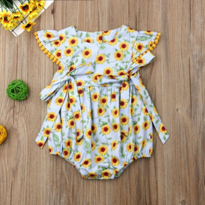 

Summer Newborn Baby Girl Flower Bow-knot Romper Jumpsuit Sunsuit Outfits Clothes