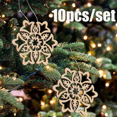 

Tailored 10Pcs New Christmas Tree Ornaments Hanging Xmas Tree Party Decor Wooden Pendant