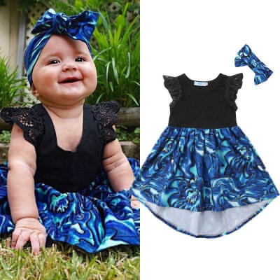 

Casual Toddler Baby Girls Sleeveless Lace Dress Party Clothes Summer Sundress