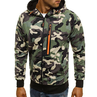 

Mens Camo Camouflage Hoodie Hoody Green Army Hooded Jumper Jacket Pullover -3XL