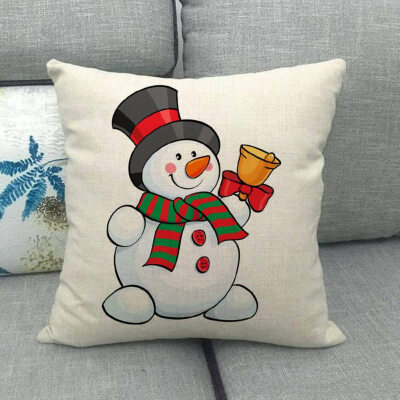 

1pcs Christmas Sofa Pillow Case 3d Snowman Cushion Cover Flax White Lovely