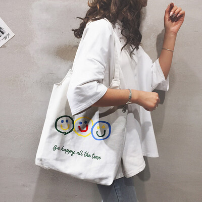 

Large-capacity bag female 2019 new Korean version of the wild casual shopping bag ulzzang canvas shoulder bag