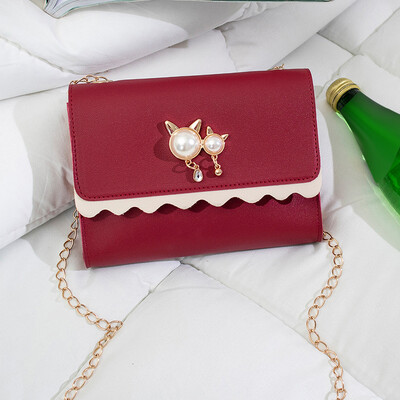 

Tailored Cute Cat Pearl Pendant Small Square Bag Wild Shoulder Messenger Bag