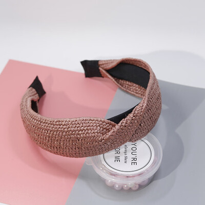 

New Fashion Vintage Bow Knot Cross Hand-Woven Imitate Raffia Holiday Headband Headwear Accessories