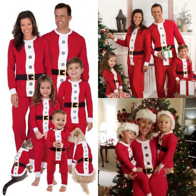 

Christmas Family Matching Pajamas Set Santa Claus Baby Infant Romper Sleepwear Nightwear -Red
