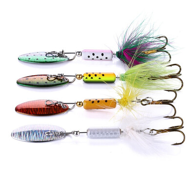 

VISSEN 4pcslot 65cm35g Rotating Sequins Fish Metal Spinners Bait Feather Fishing Lure Trolling Wobblers Fishing Gear