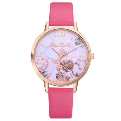 

FanTeeDa Women Bracelet Watch Contracted Rose Gold Leather WristWatches Women Dress Ladies Quartz Clock Dropshiping 533