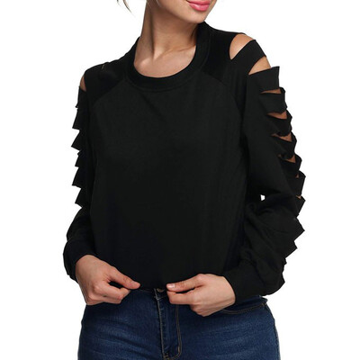 

Sexy Cut Out Hole Shirt 2016 Ripped Night Street Clubwear Women T Shirt