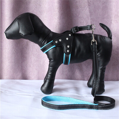 

Reflective Nylon Rhinestone Dog Harnesses Step in Soft Mesh Padded Small Dog Puppy Harness Leash Set