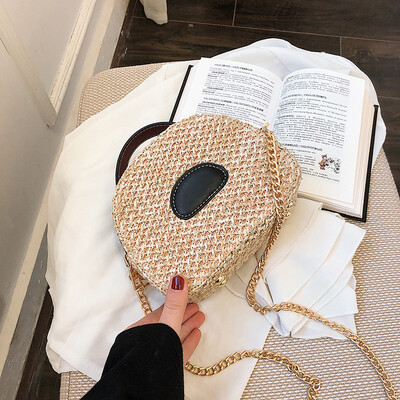 

Qiao Bani 2019 new Korean chic fashion Harajuku style straw hit color handbag shoulder diagonal female bag