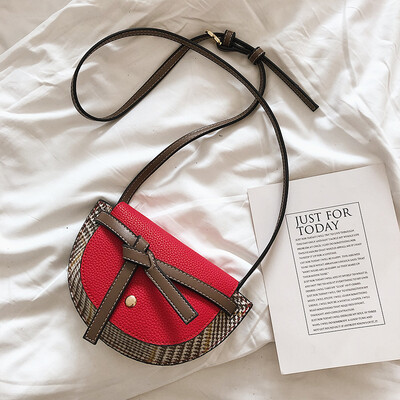 

Spring&summer ins bag female 2019 trendy models Korean fashion casual houndstooth versatile shoulder slung saddle bag