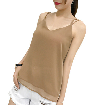 

Summer Casual Sleeveless Shirt Solid Color Loose Tunic Tops