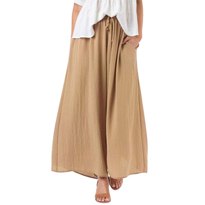 

Tailored Women Summer Soft Chiffon Elastic High Waist Solid Wide Leg Loose Long Pants