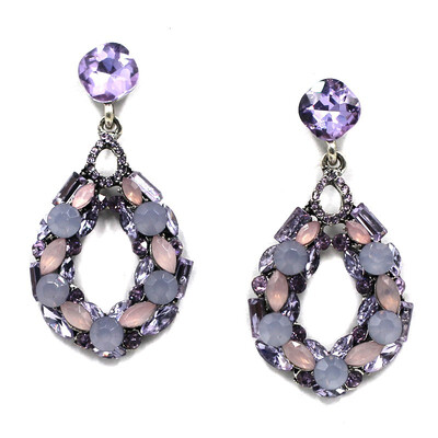 

High quality women fashion purple crystal water drop Hollow dangle earrings new design accessory statement jewelry wholesale