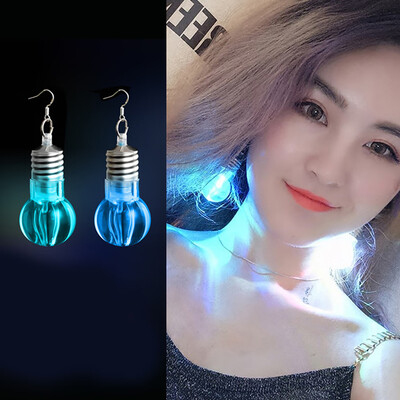 

Silver Plated LED Bulb Lighting Hook Earrings Party Pub Club Women Jewelry Decor