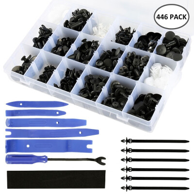 

446PCSSet Car Body Interior Bumper Retainers Fasteners Clips Plastics Rivets Trim Assortment Kit