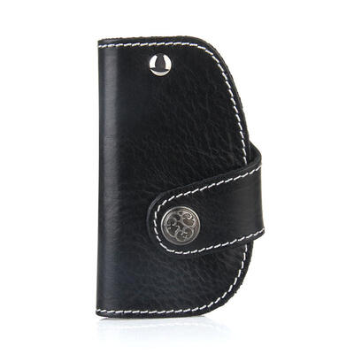 

Fashion Handmade Leather Car Key Wallet Mini Creative Solid Color Keychain Cover For Men And Women