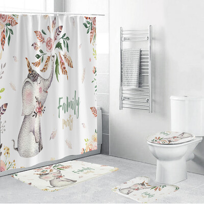 

Gobestart 4PCS Non Slip Toilet Polyester Cover Mat Set Bathroom Shower Curtain