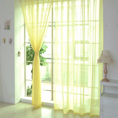 

1 PCS Pure Color Tulle Door Window Curtain Drape Panel Sheer Scarf Valances