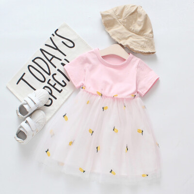 

Summer Toddler Kids Girls Short Sleeve Pineapple Tutu Princess Leisure Dress