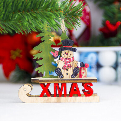 

〖Follure〗Santa Christmas Tree Cute Wood Sleigh Pendant Gift Home Hanging Decorations