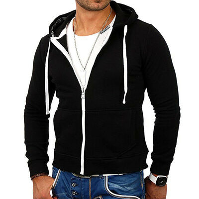 

Men Long Sleeve Hoodies Zip Up Jacket Pullover Sweatshirt Jumper Top Clothes
