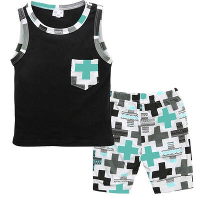 

Sleeveless Baby Boy Toddler Summer Outfits Clothes Vest TopsShort Pants 2PCS Set 0-3Y