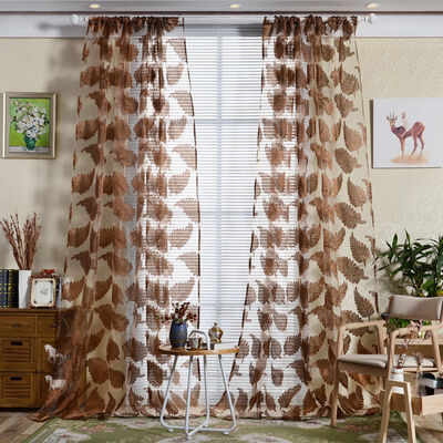 

1 pc Burnout Feather Printed Tulle Curtain Indoor Window Screening Decor Burnout Voile Curtains for Living Room bedroom
