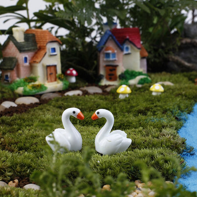 

〖Follure〗Miniature Crafts Swan Garden Doll House Ornament Figurine Plant Pot Fairy Garden