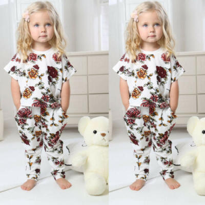 

Kids Baby Girl FloralPolka Dots Tops Long Pants Clothes Outfit Set Tracksuit