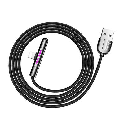 

HOCO U65 12M Elbow Nylon Braided USB To Lightning  Head Charging Data Cable With Colorful LED Light For IPhone Gaming-12m