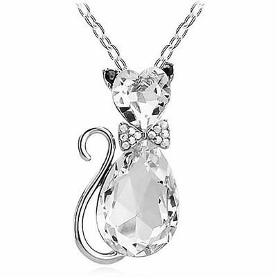 

Luxury Wedding Bridal Women Cat Rhinestone Charm Pendant Necklace Party