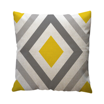 

〖Follure〗Yellow Geometric Pattern Throw Pillow Case Cushion Cover Home Decor Cotton Linen