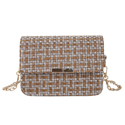 

Women Weave Shoulder Bag Simple Chain Small Square Bag Vintage Messenger Bags Designer Luxury Cutch Sac Main YJ