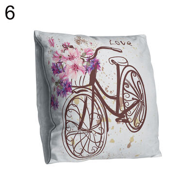 

Bicycle Flower Double-sided Print Pillow Case Cushion Cover Sofa Bed Car Decor