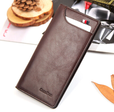 

Tailored Men Solid Color Vintage Open Lichee Pattern Multi Card Position Wallet BW