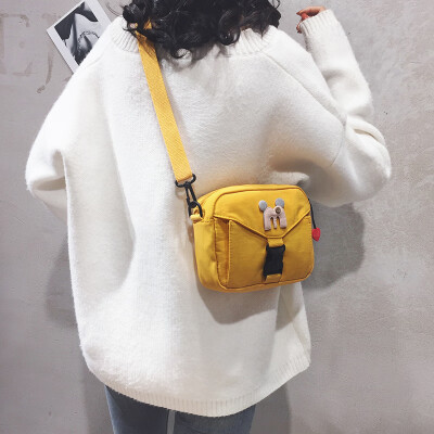 

2019 new Korean version of the wild casual canvas bag female slung small bag ins Harajuku student mini shoulder bag