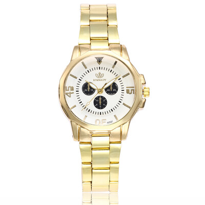 

Womens three-eye steel belt new watch simple scale Rui