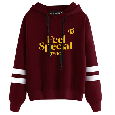 

Herqw61 Womens Twice Feel Special Fashion Hoodies Fans Gift Casual Striped Sleeve Pullover Sweatshirt