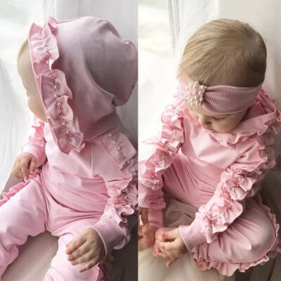 

Toddler Kids Baby Girl Clothes Ruffle Hooded Tops Sweatshirt Pants Outfit Set