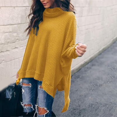 

Women Loose Knitted Pullover Jumper Sweater Turtleneck Long Sleeve Knitwear Top