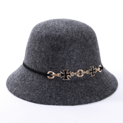 

Fall&Winter New Wool Pot Cap Wool Hat Dome Top Cap Female British Cross Felt Cap Fishermans Cap