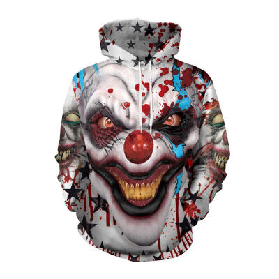 

Crazy Clown Pullover Hoodie 3D Digital Print Tops Hooded Sweatshirt Halloween Night Party Costume