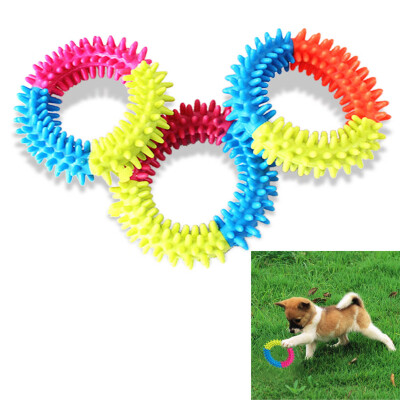 

Pets 3 Color Embossment Spinose Ring TPR Rubber Toys Resistance to bite