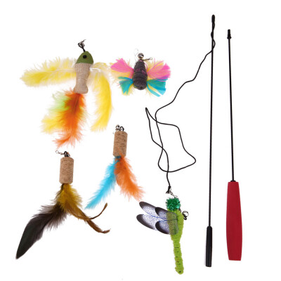 

Connective Cat Stick Toy Wire Chaser 5pcs Replaceable Animal Feather Toys